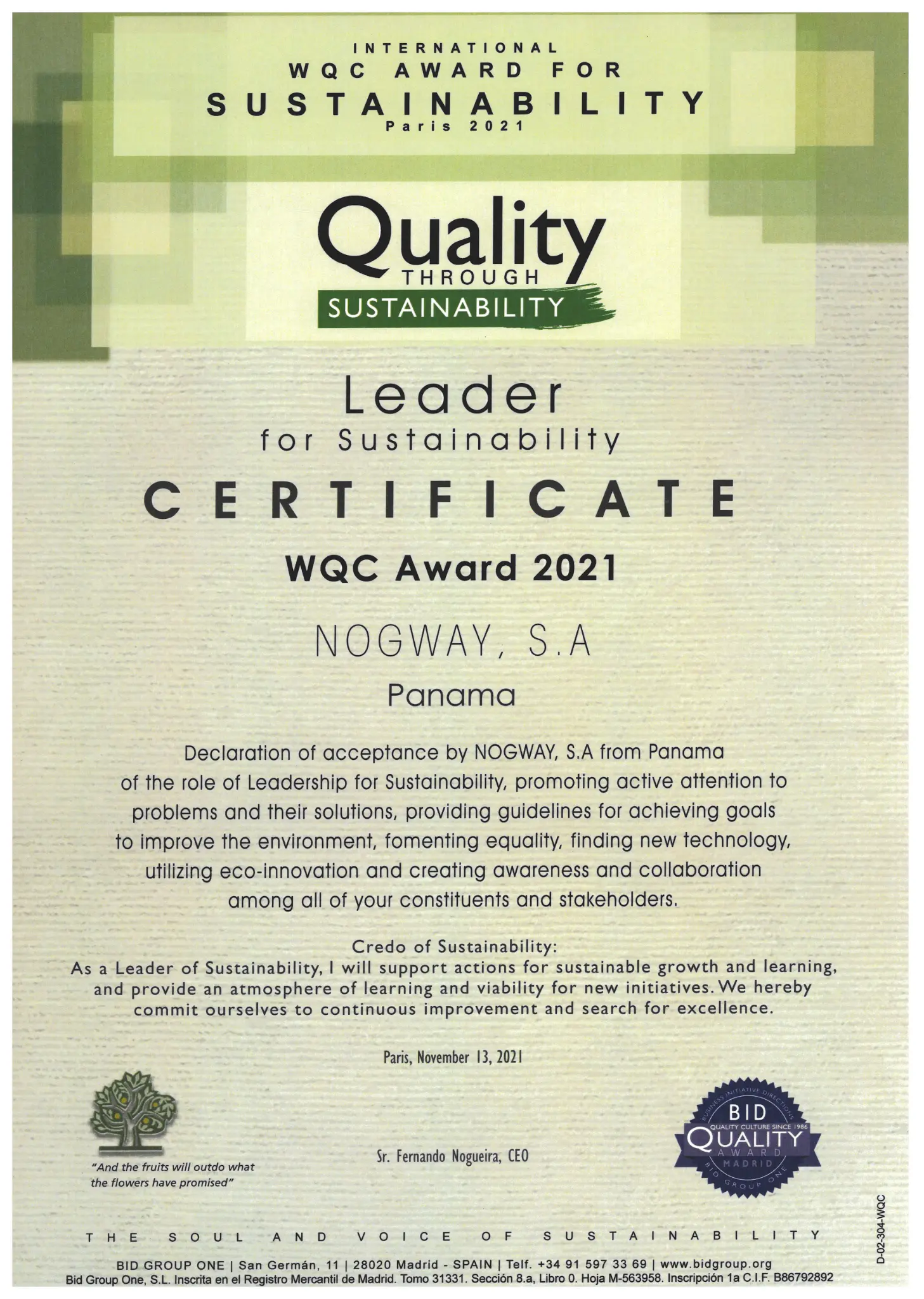 Quality Through Sustainability